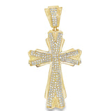 Gold Elegant Cross CZ Iced Out Pendant HipHopBling
