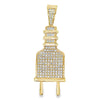 Gold Power Plug CZ Iced Out Pendant HipHopBling