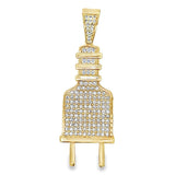 Gold Power Plug CZ Iced Out Pendant HipHopBling
