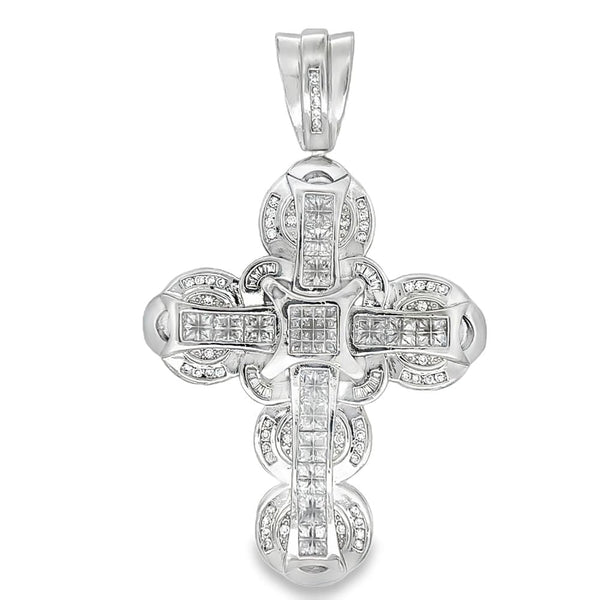 Princess Cut Circle Cross CZ Iced Out Pendant HipHopBling