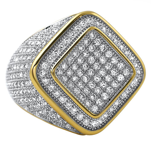 Deep Ice Gold CZ Micro Pave Bling Ring