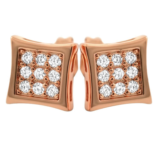 Kite Small Rose Gold CZ Micro Pave Earrings