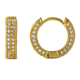 3D Hoop Earrings Gold CZ Micro Pave