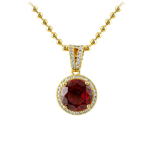 Lab Ruby Smaller Round Cut Gold Hip Hop Pendant