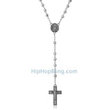 Hip Hop Rosary Necklace Rhodium