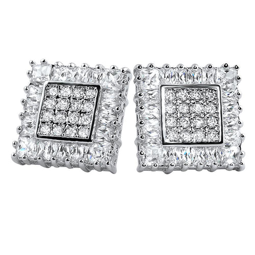 Baguettes & Princess Box CZ Iced Out Earrings