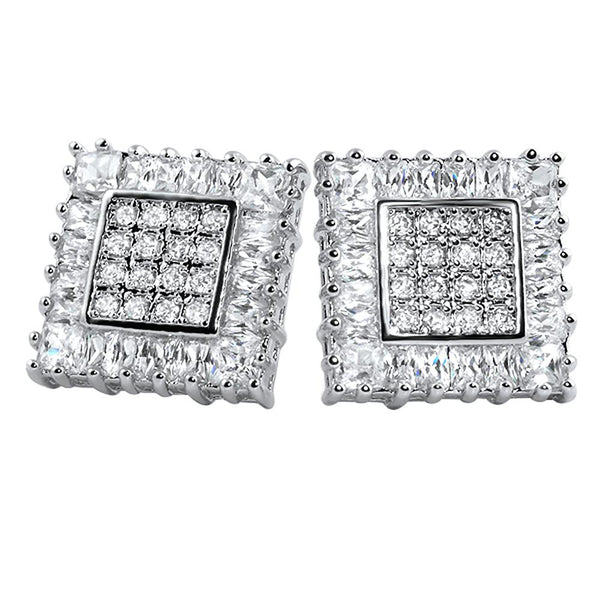 Baguettes & Princess Box CZ Iced Out Earrings