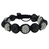 Hematite  White 10MM Disco Ball Bracelet