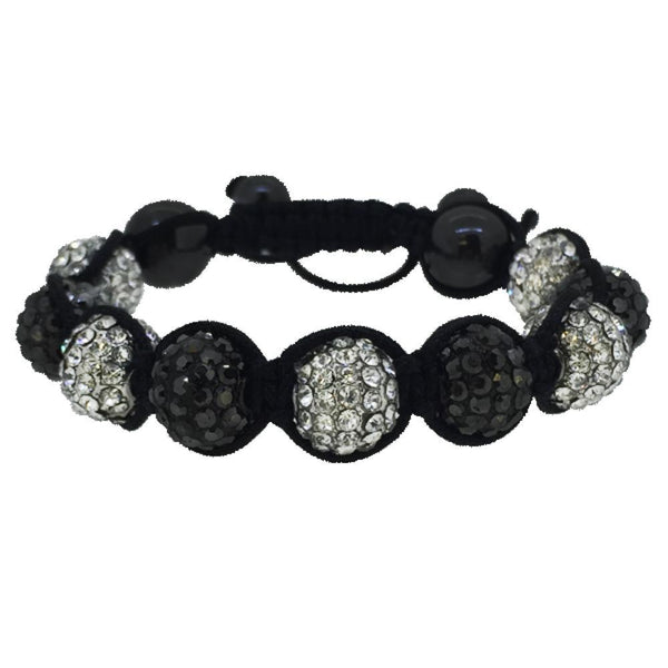 Hematite  White 10MM Disco Ball Bracelet