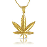 Gold Marijuana Pot Leaf Detailed Pendant