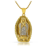 Diamond Cut Guadalupe Gold CZ Iced Out Pendant