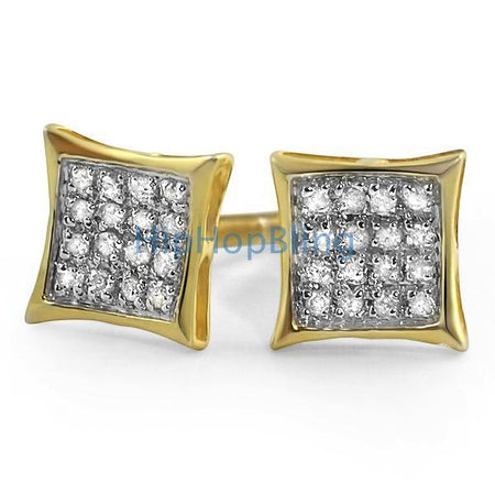 3D Cube CZ Gold Micro Pave Iced Out Earrings