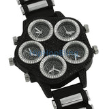 Bling Bling 5 Timezone Watch Black w/ Silver Trim