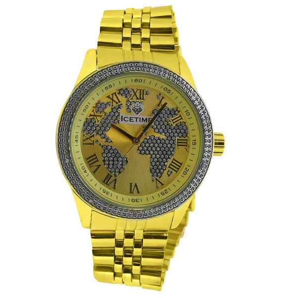 Gold IceTime Continential .10ct Diamond HipHop Watch
