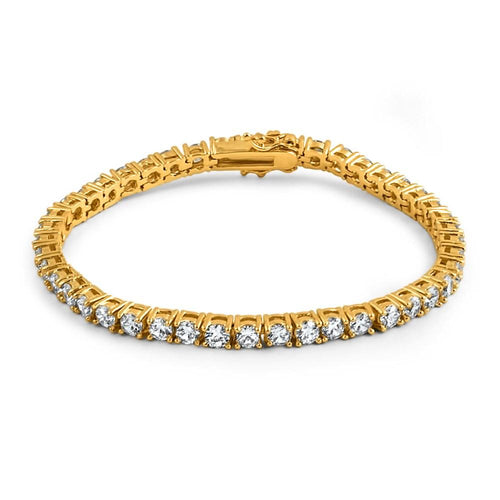 4MM CZ 1 Row Bling Bling Tennis Bracelet Gold