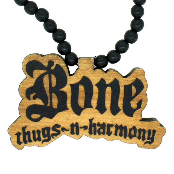 Bone Thugs N Harmony Wooden Pendant & Chain Black