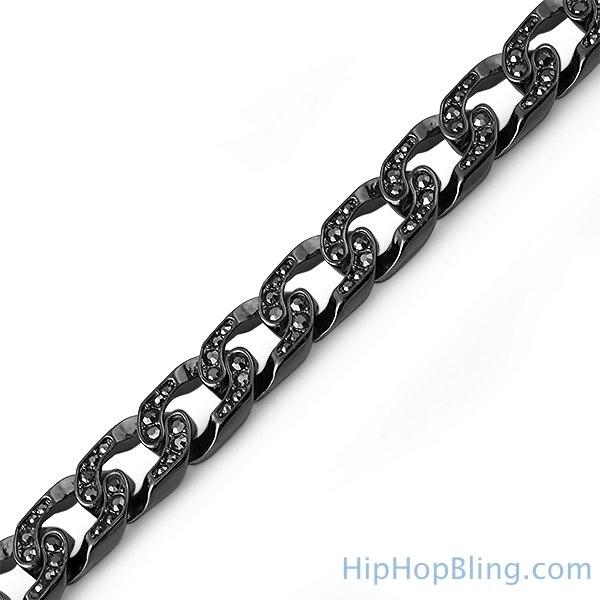 Hip Hop Black Cuban Bling Bracelet