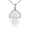 Carved Frosted Crystal Buddha Pendant Rhodium CZ Hair Outline