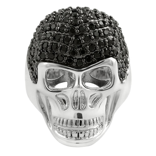 Skull Black Hair CZ Custom Mens Bling Bling Ring