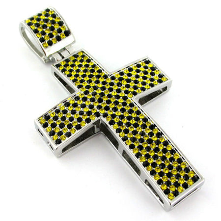 Black Designer Iced Out Cross Pendant