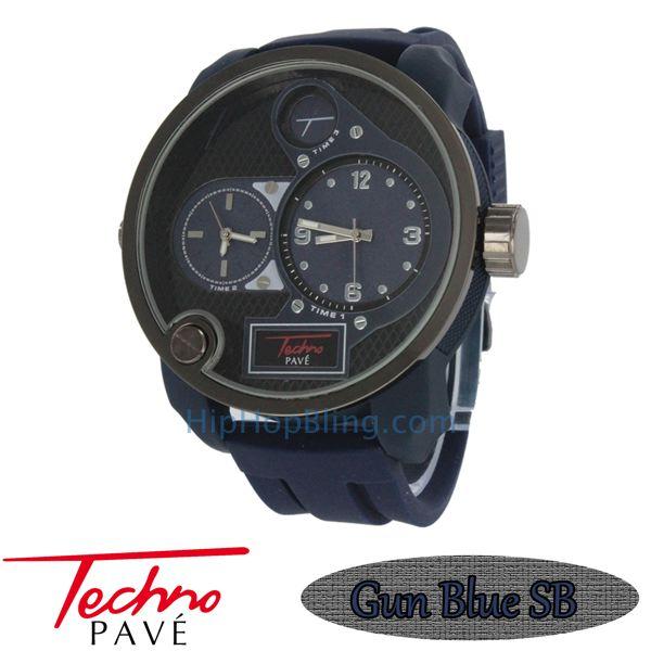 Blue Dual Time Zone Watch Rubber Band