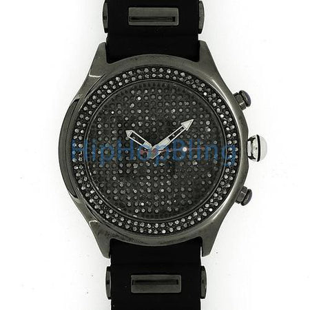 Black Totally Iced Out Bling Bling Custom Watch