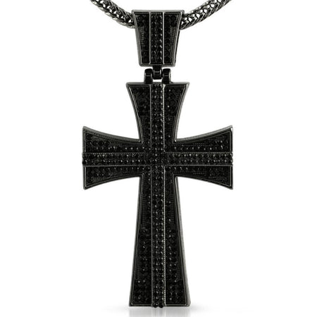 Black Diamond CZ Cross Tapered Bling Bling Pendant