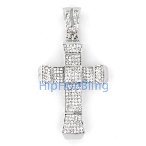 Chunky Ice Cross CZ Micropave Hip Hop Pendant