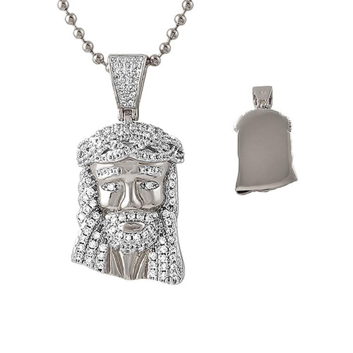 Bling Bling Micro Jesus Pendant Rhodium