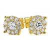 Solitaire Cluster Gold CZ Bling Bling Earrings