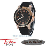 Techno Pave Sport Rose Black Rubber Watch