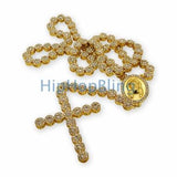 Gold Cluster Bling Bling Rosary Necklace