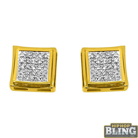 XL Kite Gold Vermeil CZ Micro Pave Earrings .925 Silver