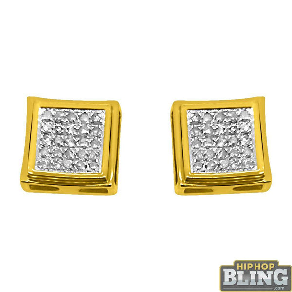 10K Yellow Gold Polished Box .15 Carat Diamond Earrings