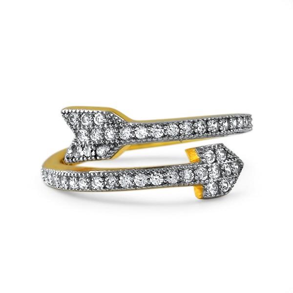Arrow CZ Gold .925 Sterling Silver Ring Celeb Inspired
