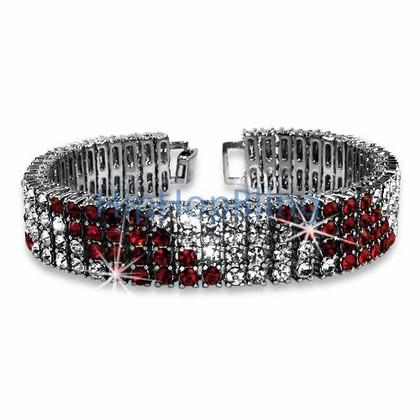 Candy Cane Red & White 4 Row Bling Bracelet