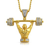 Champion Weightlifter 3D Gold CZ Bling Bling Pendant