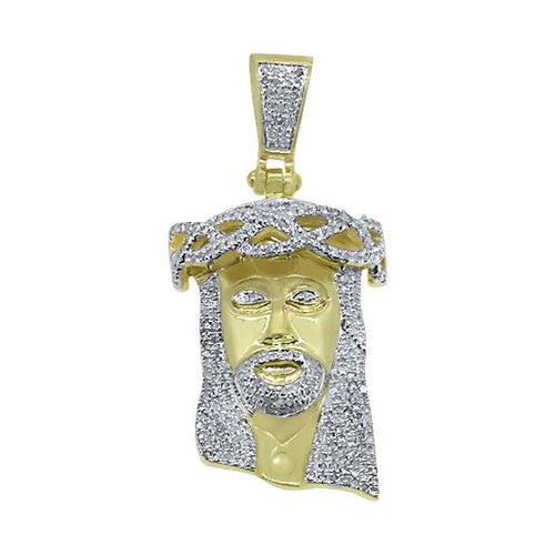 .70cttw Diamond Gold Jesus Pendant 3D .925 Silver