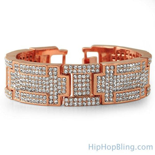 Rose Gold Blocks of Ice Hip Hop Bracelet