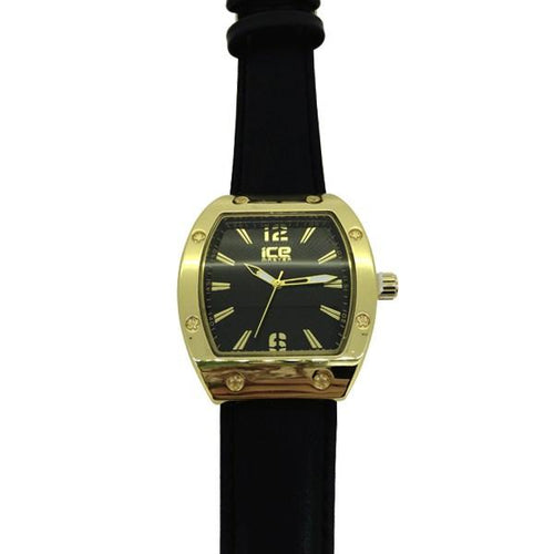 Gold Designer Fashion Watch with Black Strap