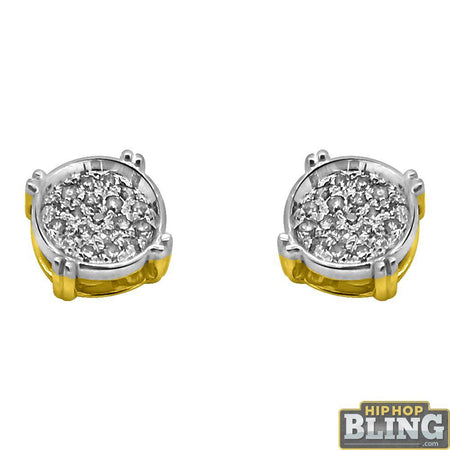 Large Puffed Kite Gold Vermeil CZ Micro Pave Earrings