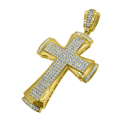 CZ Designer Gold Cross Pendant