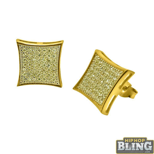 Canary CZ Gold XL Kite Hip Hop Earrings