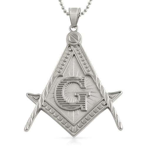 Masonic Pendant Free Mason Large Detailed Stainless Steel