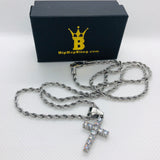 3MM CZ Tennis Cross Bling Bling Stainless Steel