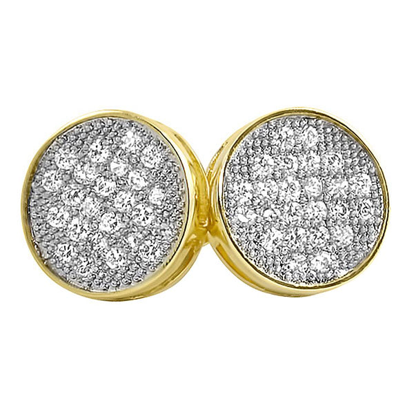 Gold Circle CZ Micro Pave Iced Out Earrings