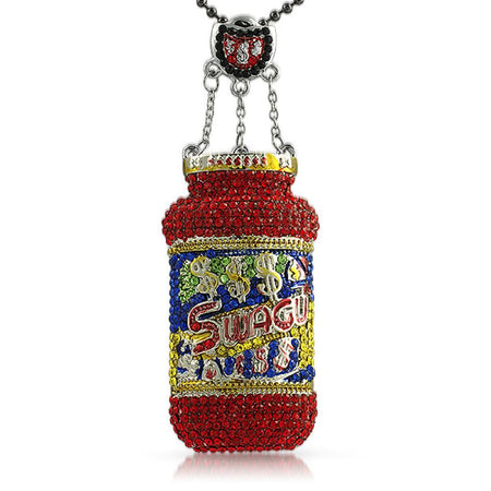 Double Iced Out Lab Ruby Gem Pendant