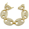 .925 Silver Marine Link CZ Bling Bling Bracelet Gold