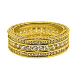 Channel Set 360 Eternity Band Gold CZ Bling Bling Ring