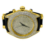 Full Bling Dial and Triple Bezel Icey Watch Rubber Band Gold